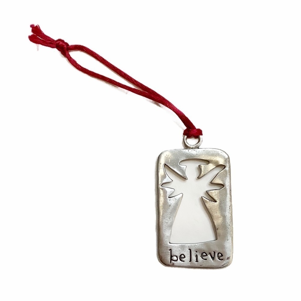 Vintage Seagull Pewter Canada 1998 Believe Angel Christmas Ornament